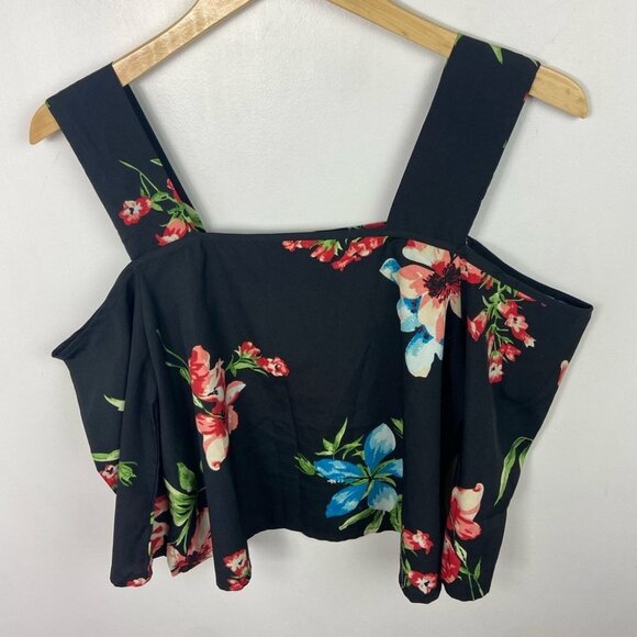 Walter Baker Gigi‎ Cold Shoulder Floral Crop Top South Moon Under Black Size XS - Picture 4 of 10